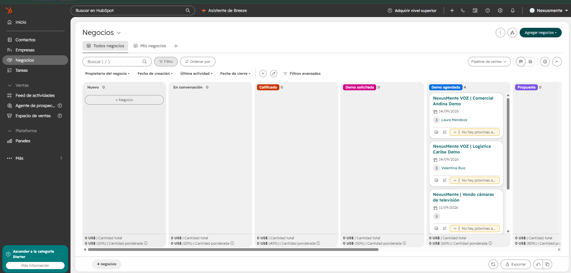 NexusMente CRM pipeline